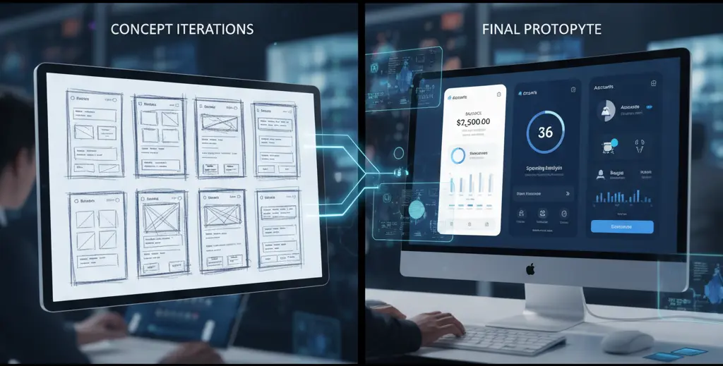 AI-generated UI designs showcasing rapid prototyping capabilities