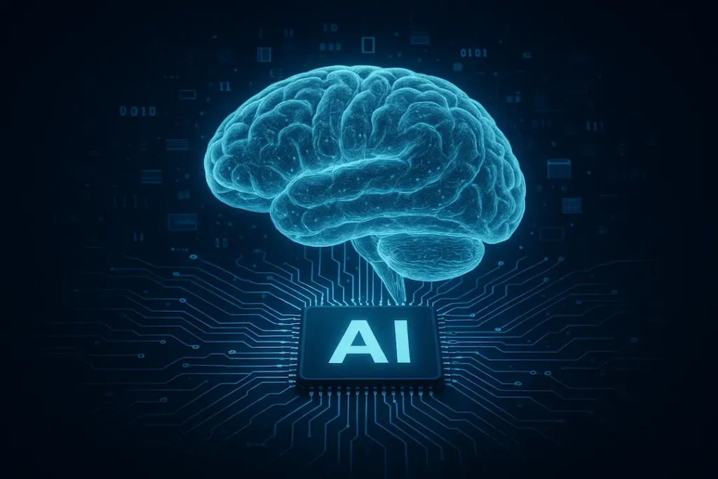 Conceptual image of an AI agent's brain processing information